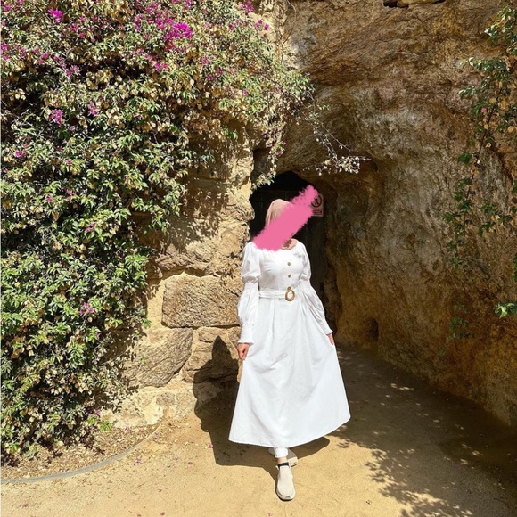 Shirred Bishop Sleeve Button
Front Belted Dress - Picture 2 of 4